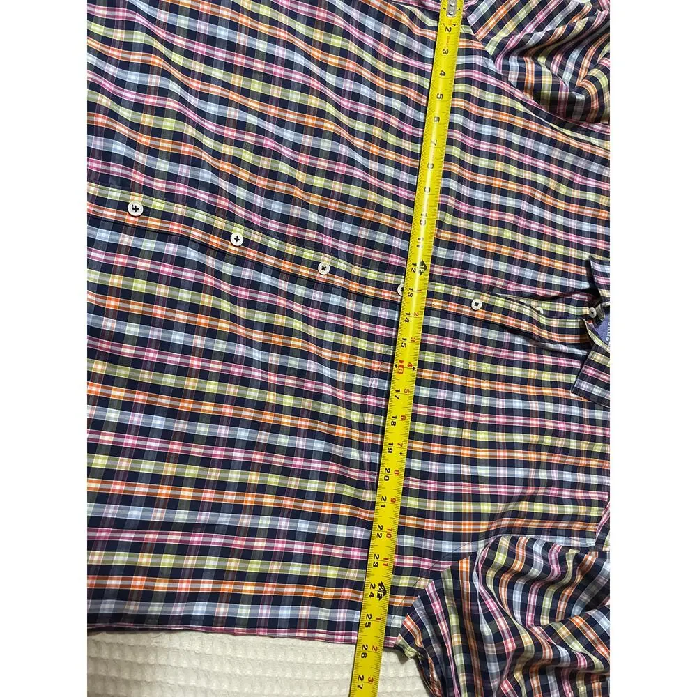 Bugatchi Men’s Casual Classic Fit Short Sleeve Multicolor Gingham Cotton Top XL - Picture 5 of 12